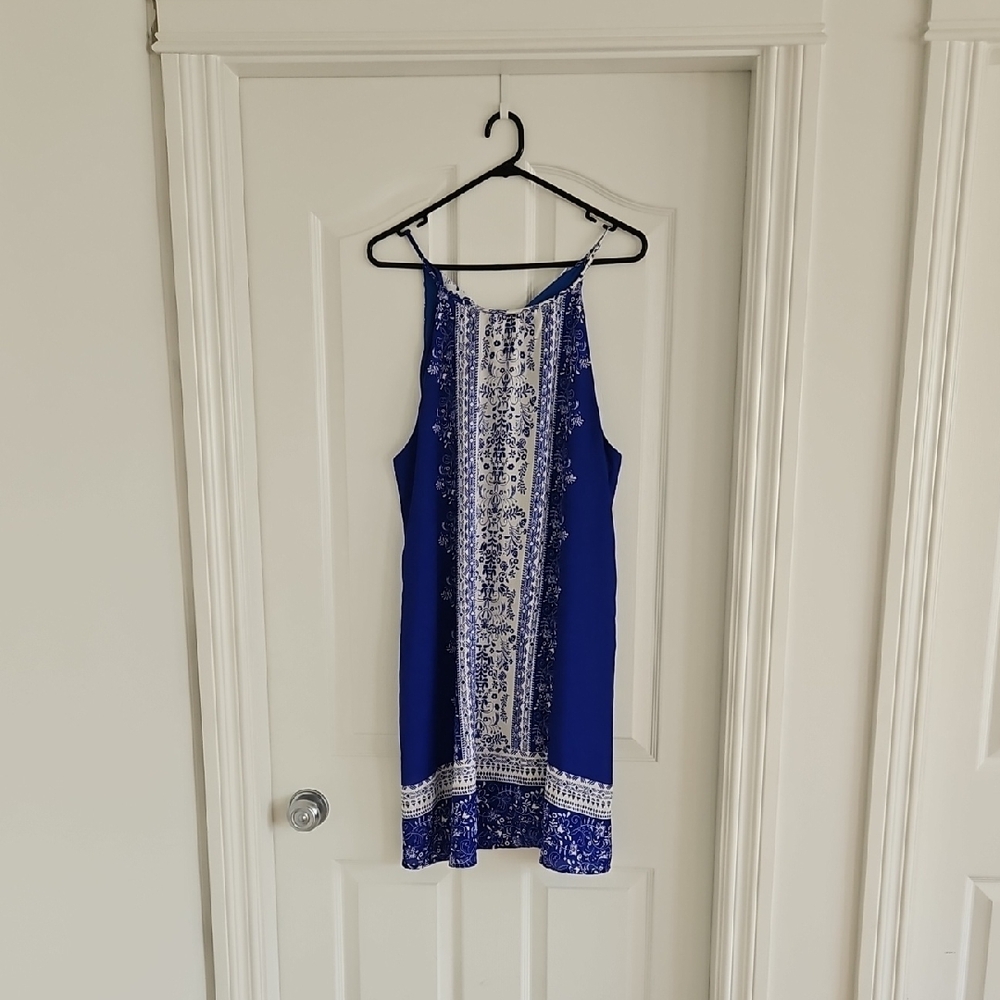 Elegant Blue and White Women's Dress